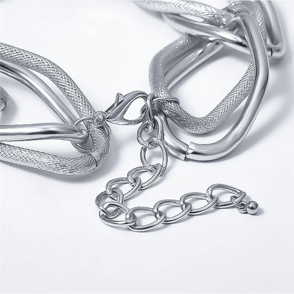 ⚜️[𝟯𝟬%𝗢𝗙𝗙|𝗯𝘂𝗻𝗱𝗹𝗲𝘀 𝟯+]⚜️Big Quad Link Silver Choker NEW - Picture 5 of 12
